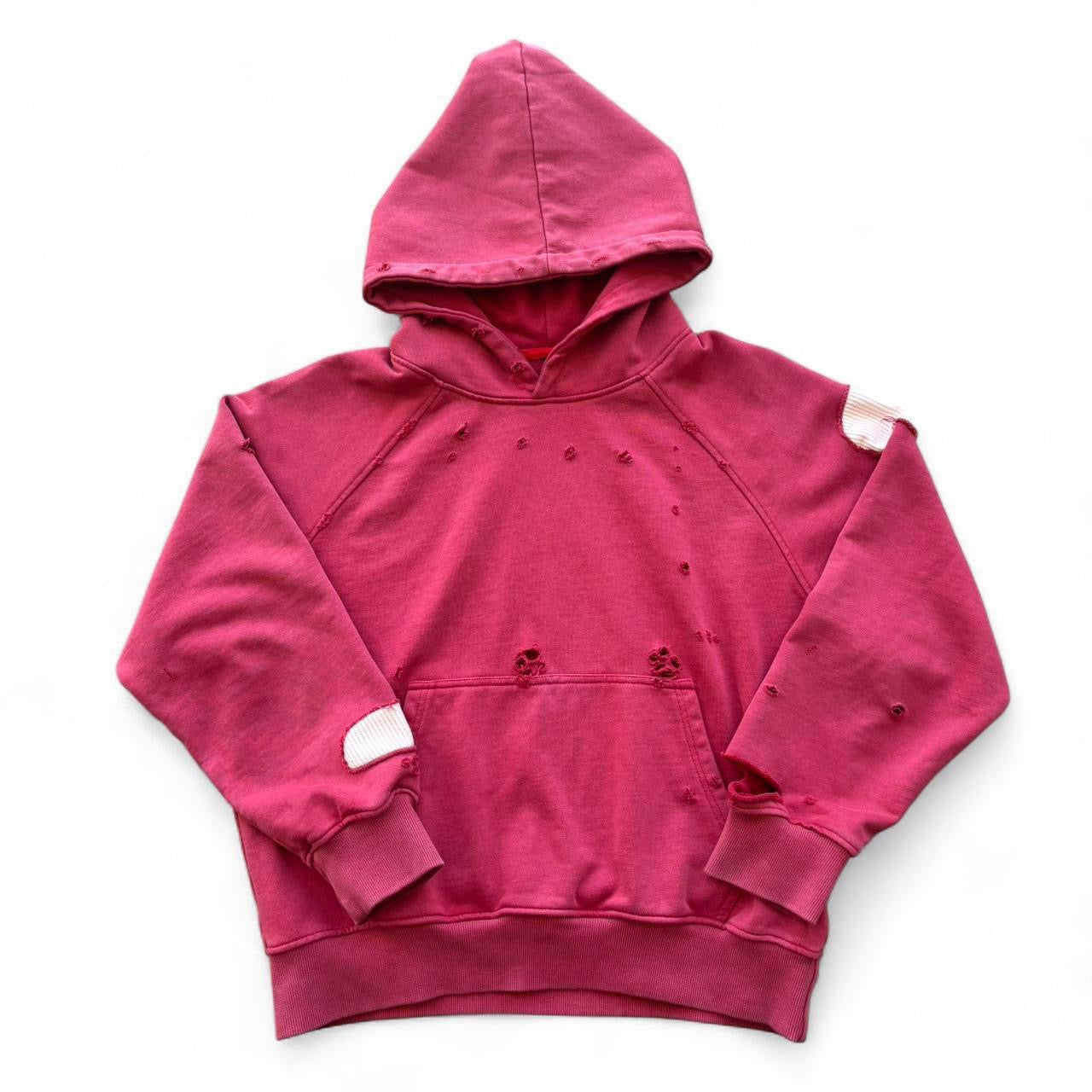 Red Wash Distressed Hoodie